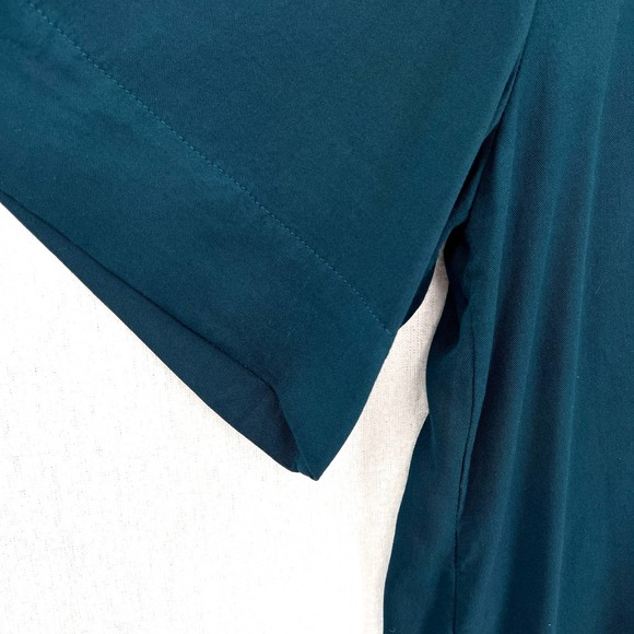 ENZA COSTA Shirt Womens Medium Teal Short Sleeve Tie Front Button Up Cropped NEW - Picture 13 of 15